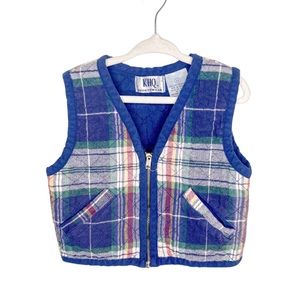Vintage Kids Plaid Vest.